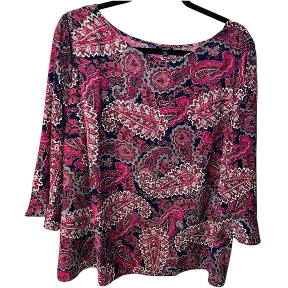 Talbots Woman Popover Blouse Plus Petite Sz 2XP Paisley Peplum boho cottagecore - Picture 1 of 10